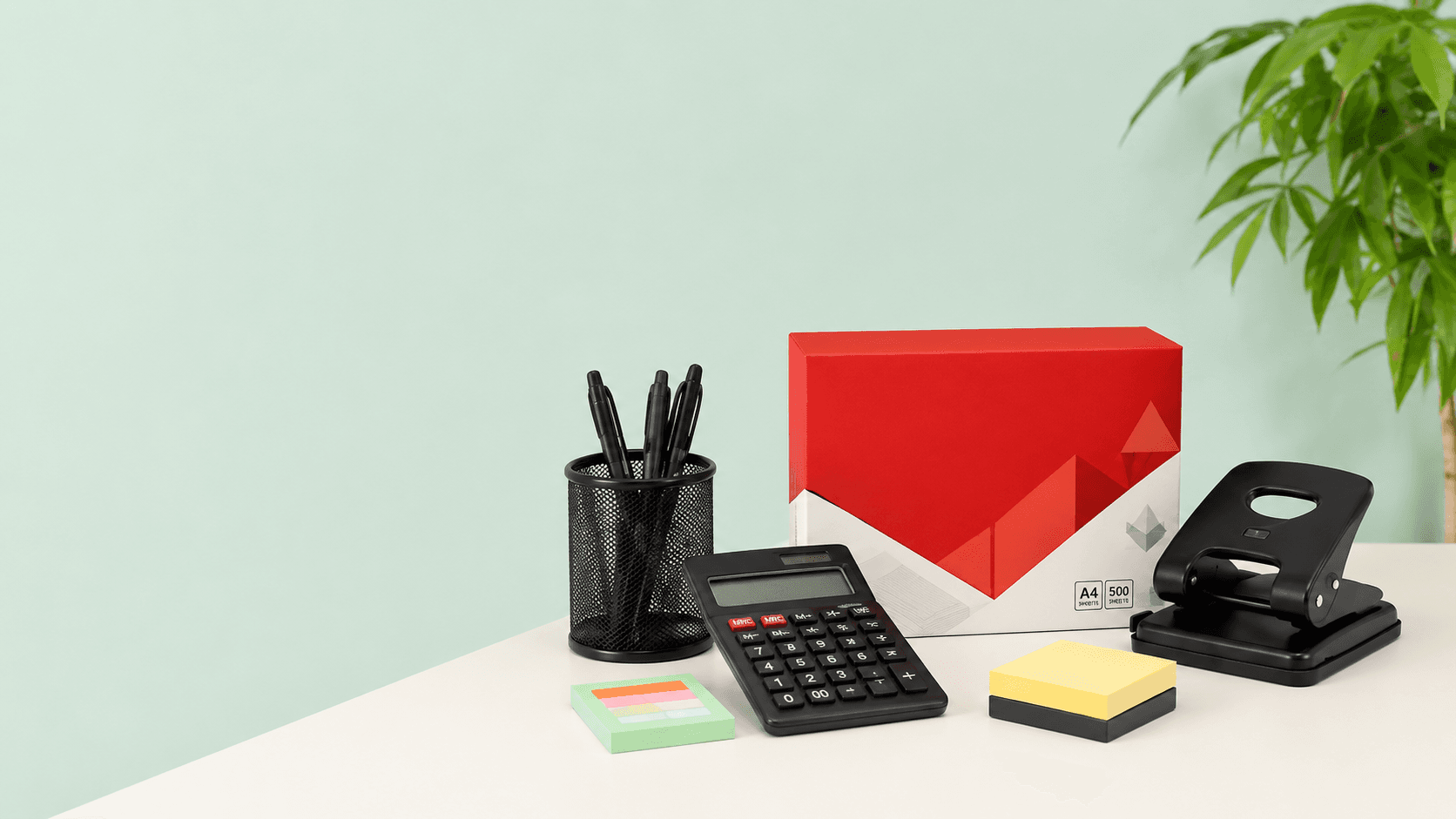 Office essentials arranged for the current sale